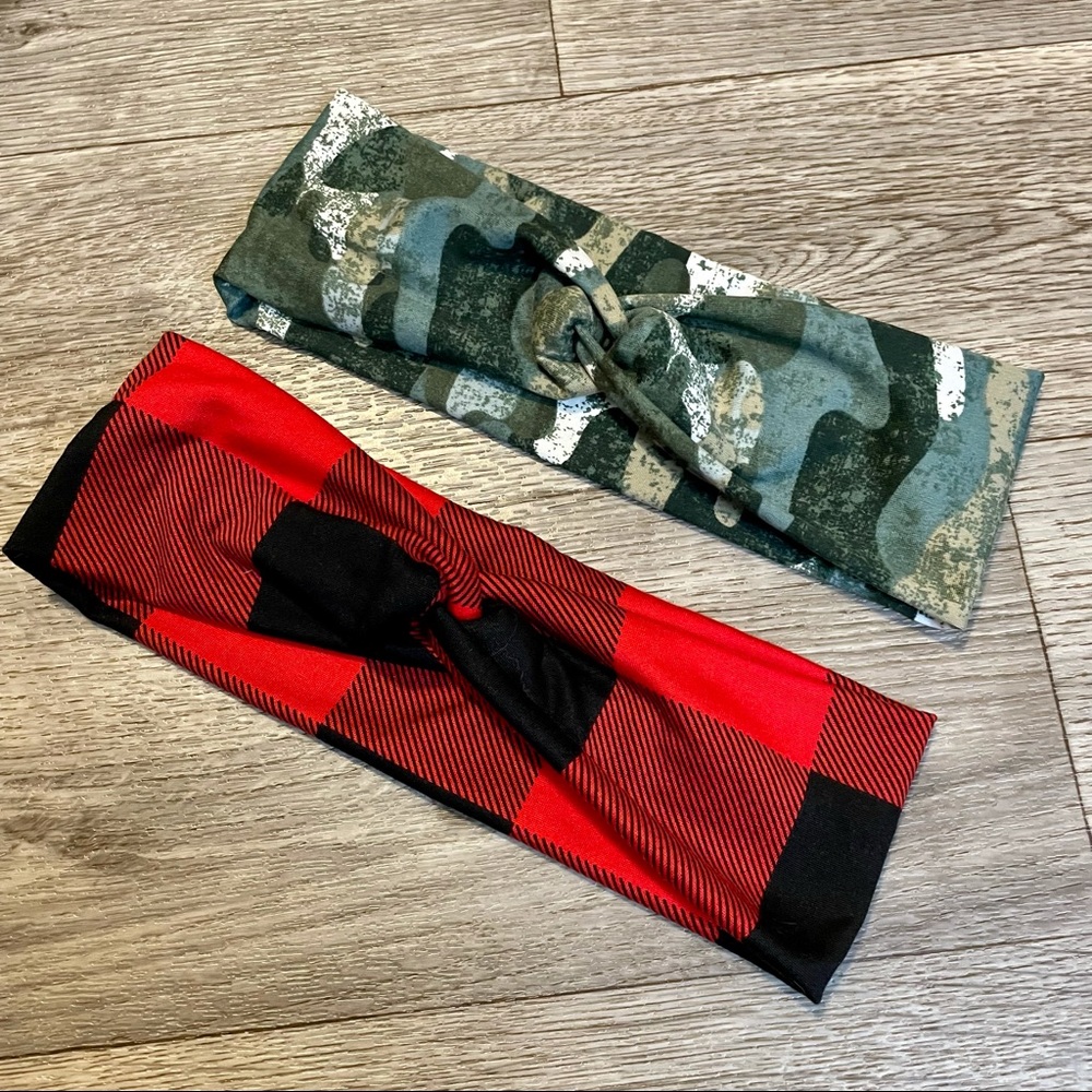 Camo Plaid Headbands Wide Twisted Handmade NEW